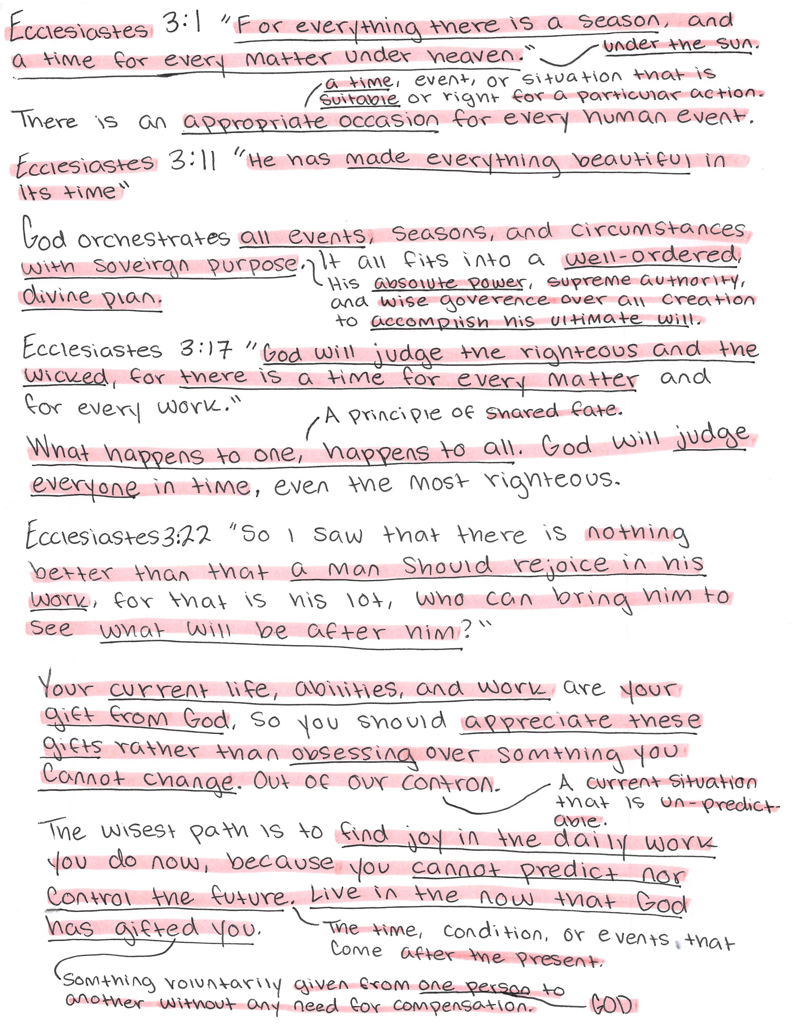 Handwritten notes on Ecclesiastes 3, page 2